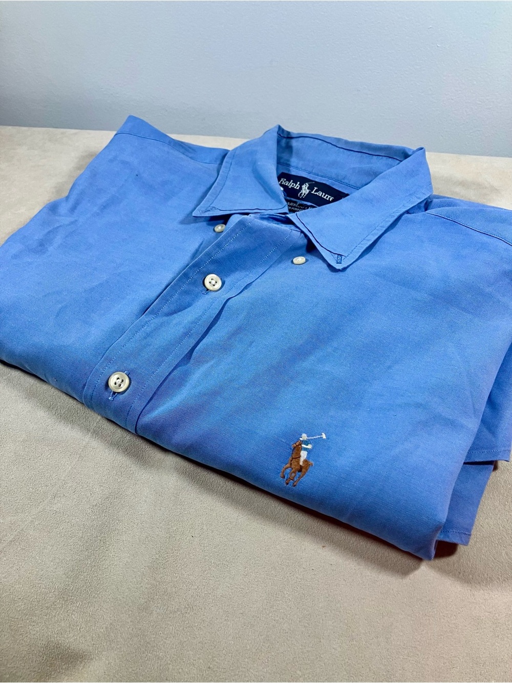 Polo Ralph Lauren Yarmouth Oxford Shirt Mens 16-33 Blue Flesh Pony Long Sleeve
